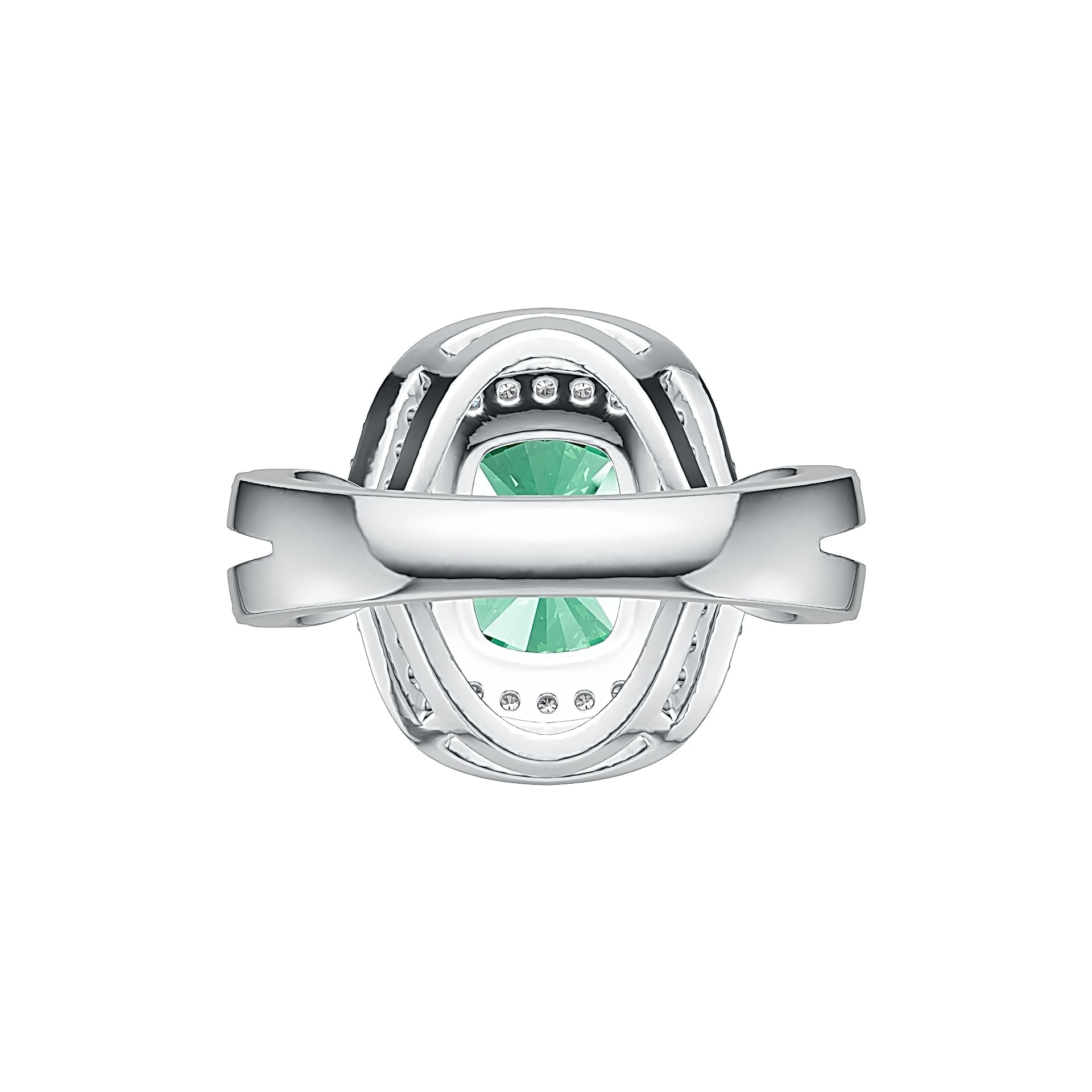 Sterling Silver Semi Mount Ring Setting Cushion CU 10X8mm Double Halo DHJ
