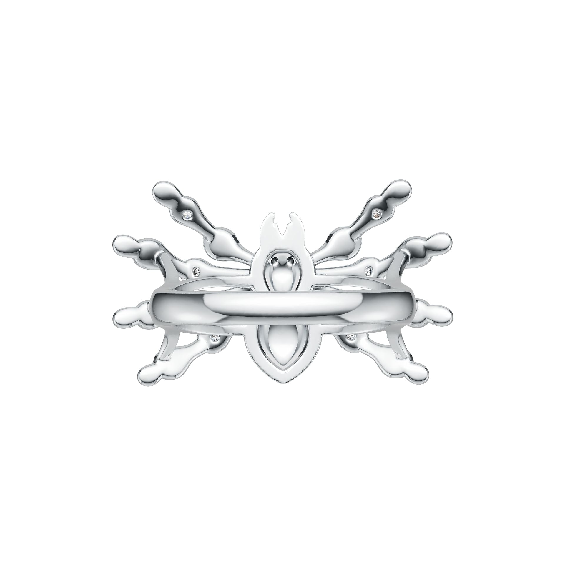 Sterling Silver Ring with White Topaz or Moissanite Spider Theme DHJ