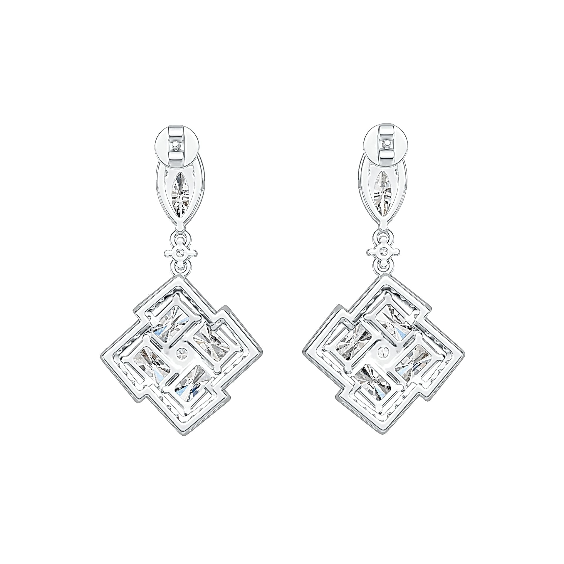Sterling Silver Semi Mount Earrings Setting Emerald OCT 6X4mm MQ 8X4mm Syzjewelry