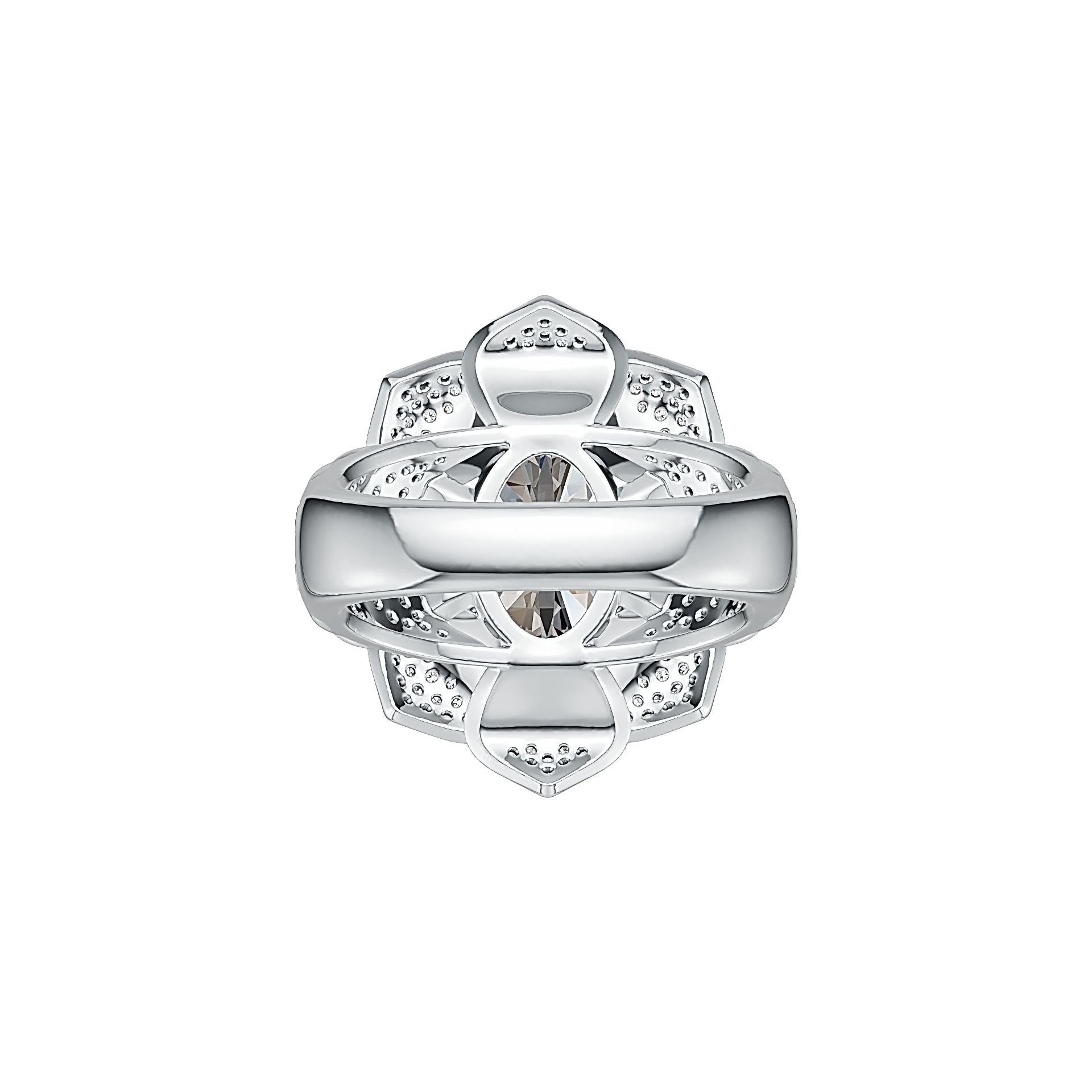 Sterling Silver Semi Mount Ring Setting Oval OV 16X12mm Flower Theme - Syzjewelry