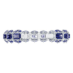 Sterling Silver Moissanite or Sapphire Bracelet Emerald OCT 10X8mm PE 6x4 RD3.5
