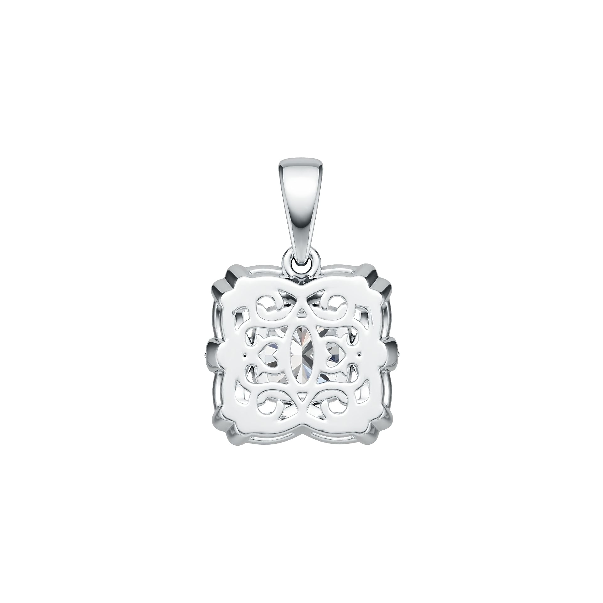 Sterling Silver Semi Mount Pendant Setting Cushion CU 12X10mm White Topaz Syzjewelry