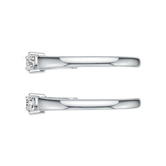 Sterling Silver Hoop Earrings with White Topaz or Moissanite DHJ