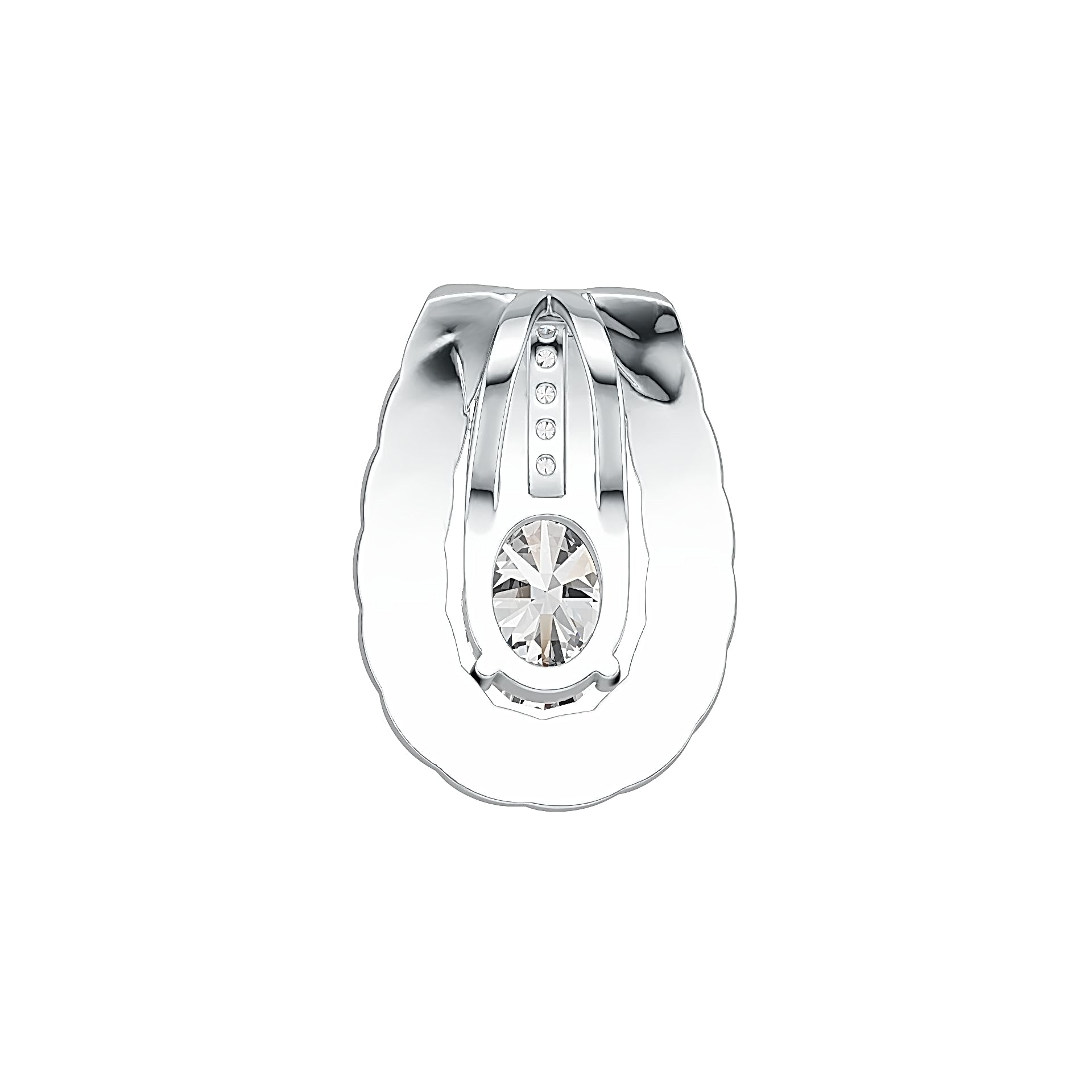 Sterling Silver Semi Mount Pendant Setting Oval OV 9X7mm Horseshoe Theme - Syzjewelry
