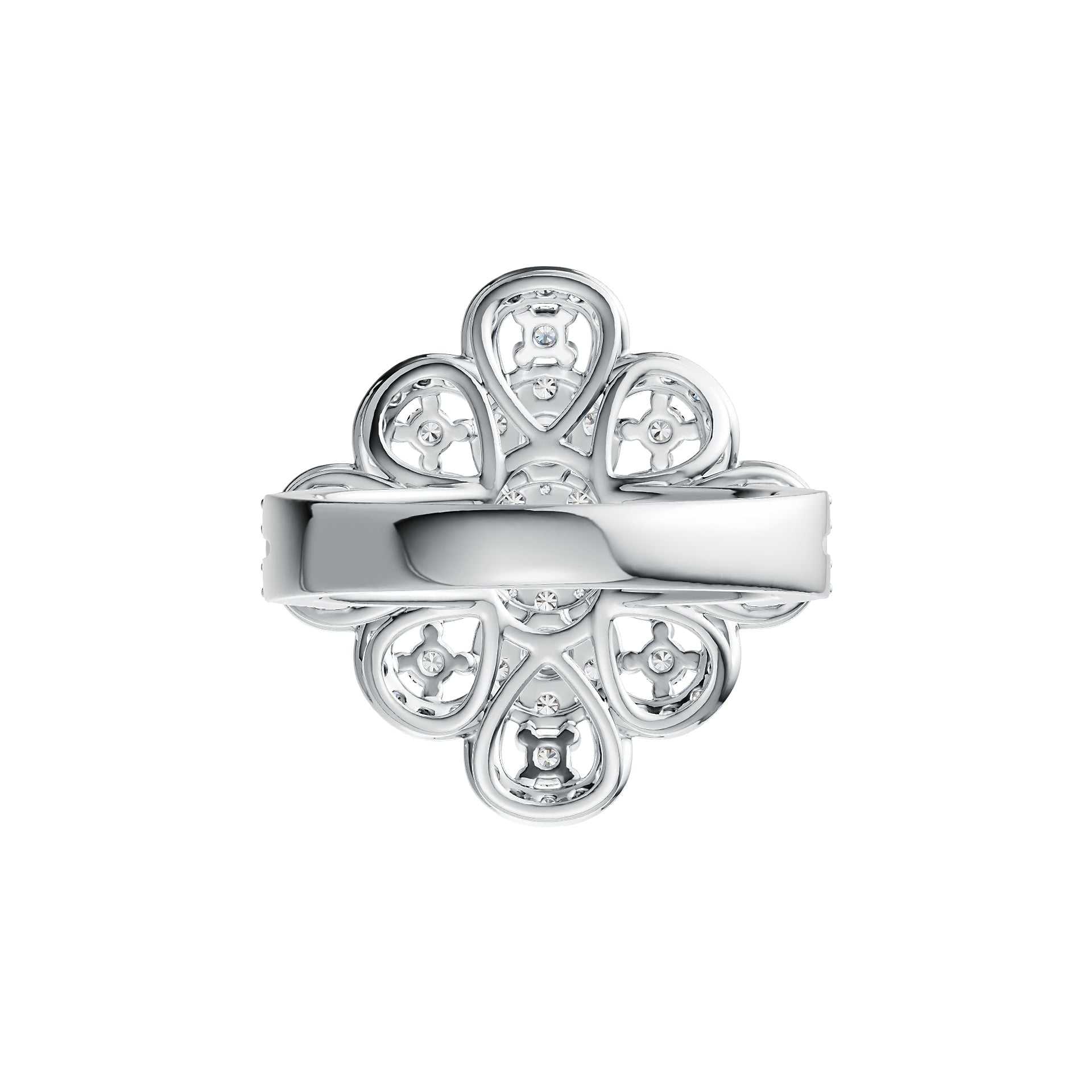 Sterling Silver Cocktail Ring Flower Theme with White Topaz or Moissanite - Syzjewelry