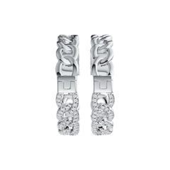 Sterling Silver Hoop Earrings Chain Link Theme with White Topaz or Moissanite DHJ