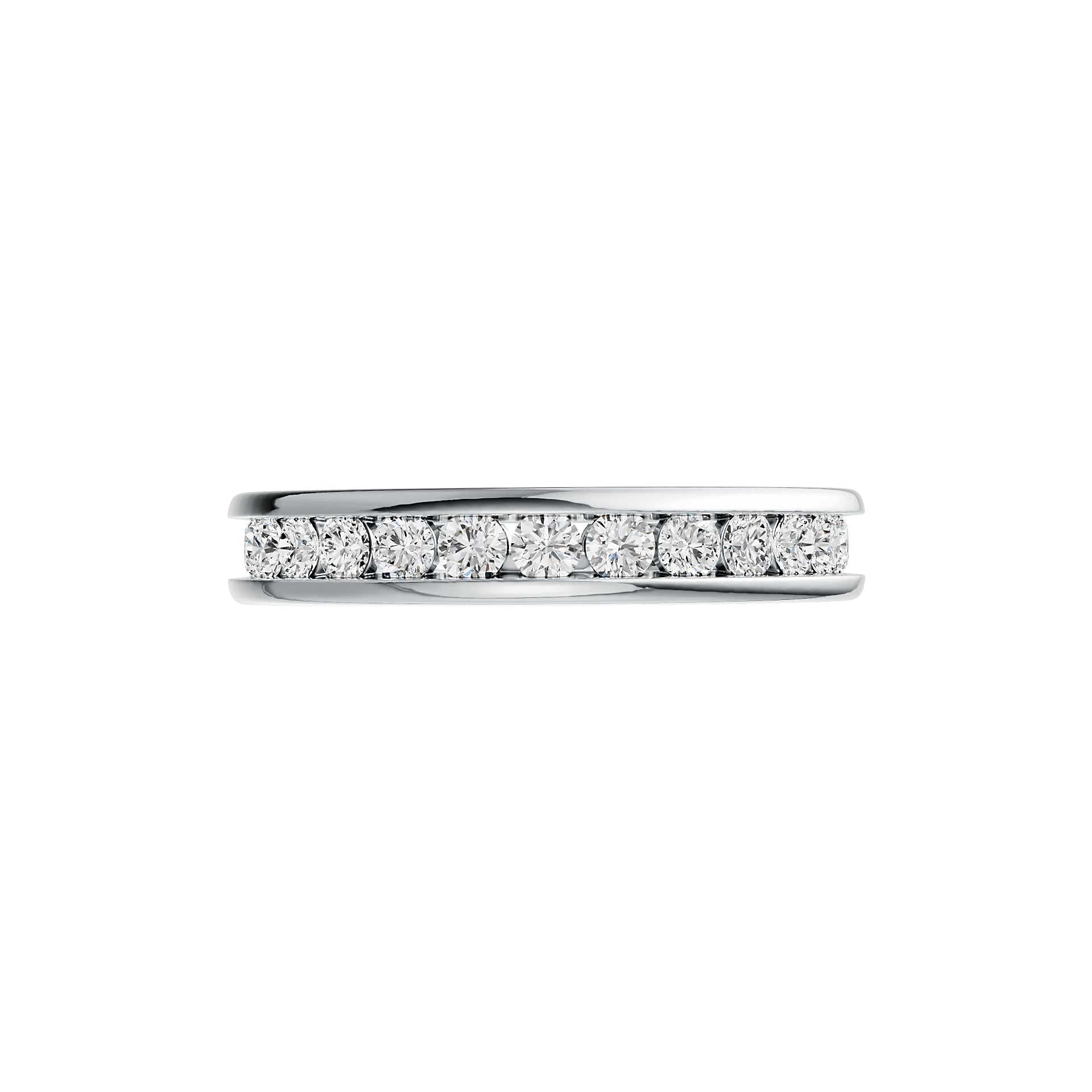 Sterling Silver Channel-Set Band Ring with White Topaz or Moissanite DHJ