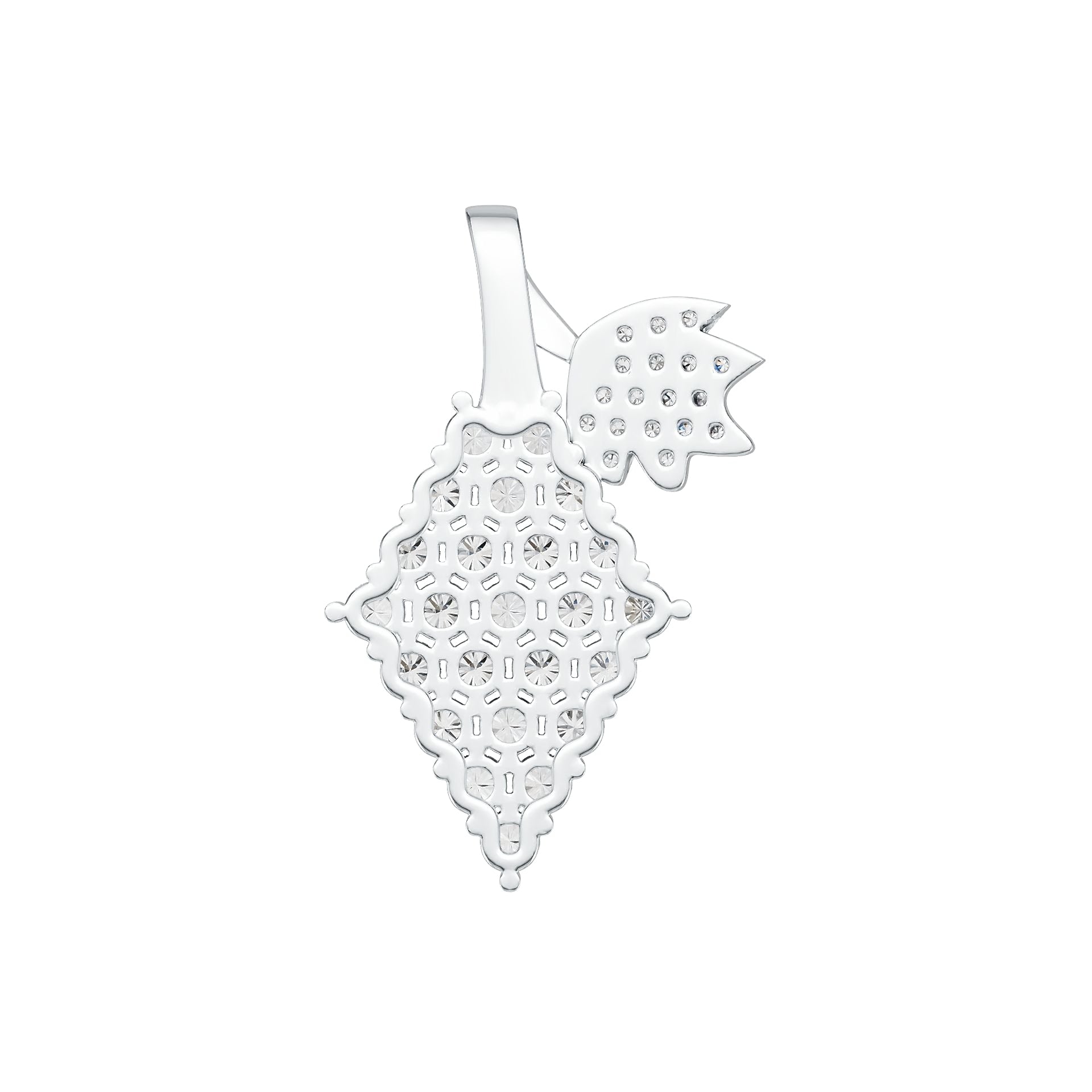 Sterling Silver Pendant with White Topaz or Moissanite Grapes Theme DHJ