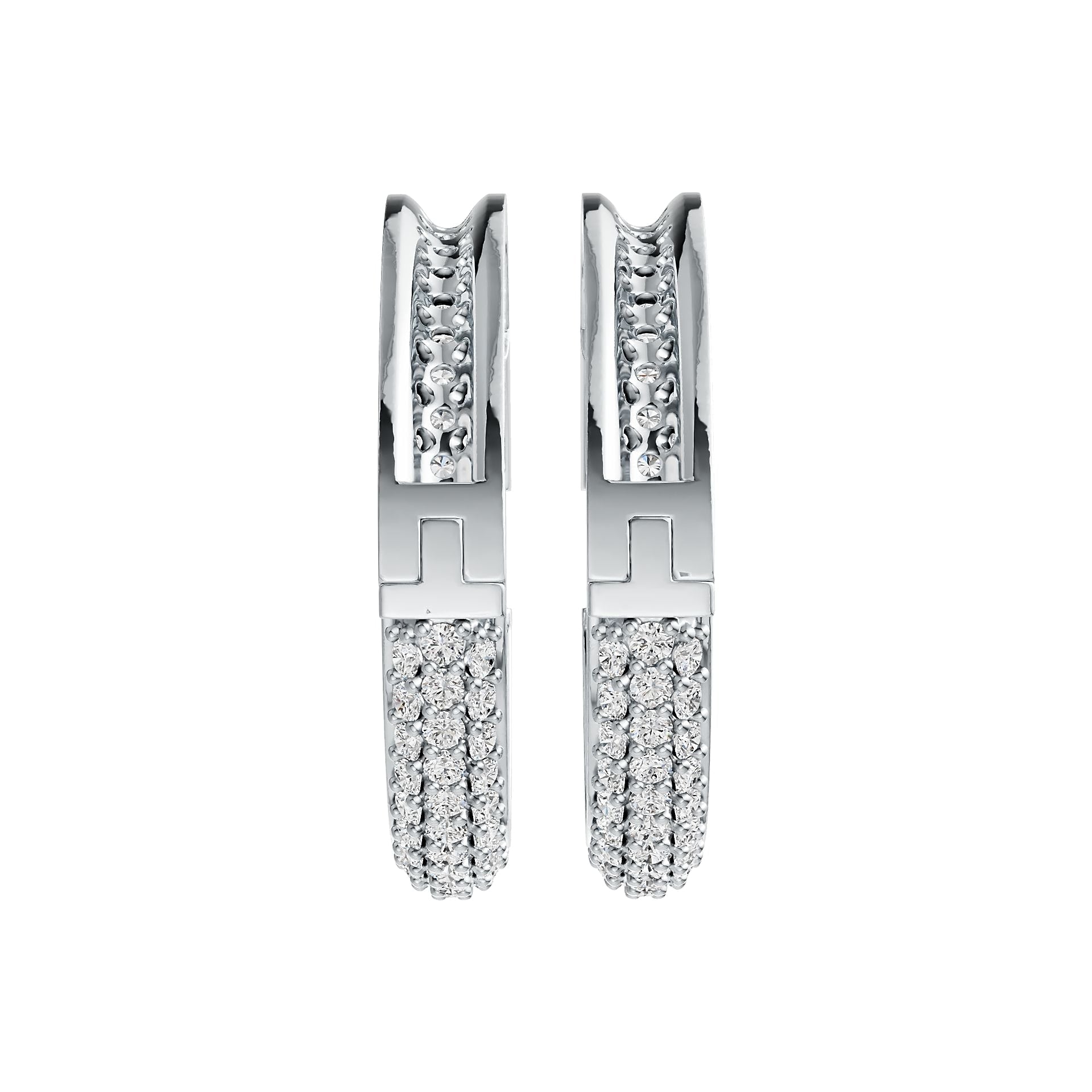 Sterling Silver Hoop Earrings with White Topaz or Moissanite DHJ