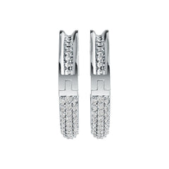 Sterling Silver Hoop Earrings with White Topaz or Moissanite DHJ