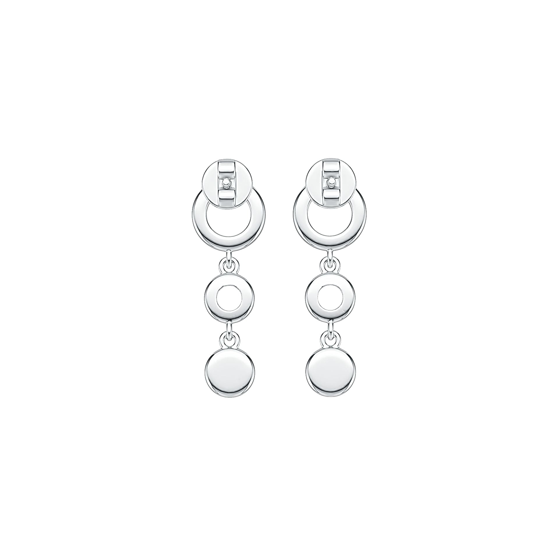 Sterling Silver Triple Circle Drop Dangle Earrings with White Topaz or Moissanite DHJ