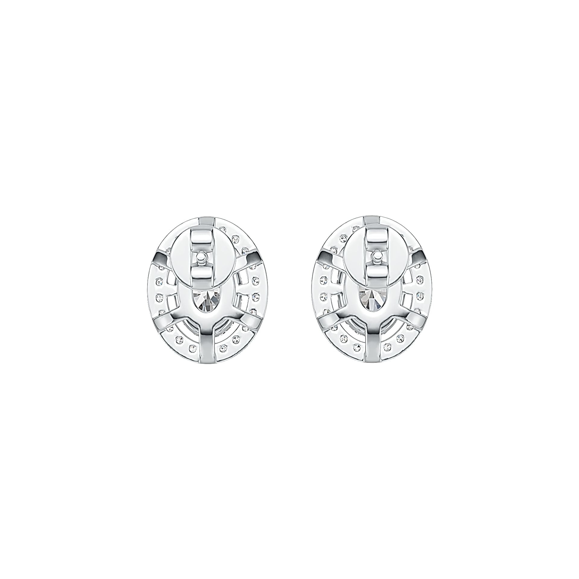 Sterling Silver Semi Mount Earrings Setting Oval OV 7X5mm Stud Halo - Syzjewelry