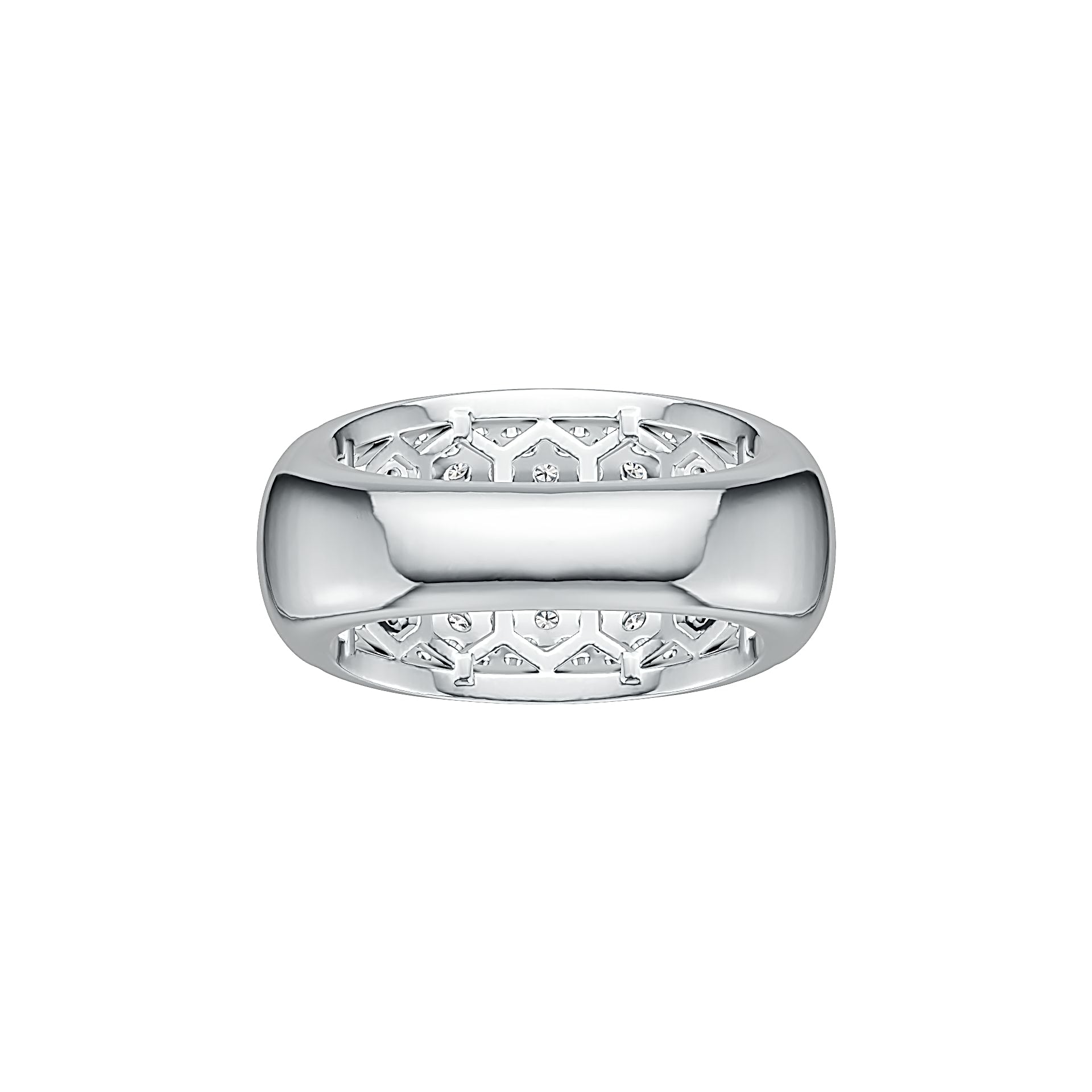 Sterling Silver Pave Dome Ring with White Topaz or Moissanite - Syzjewelry