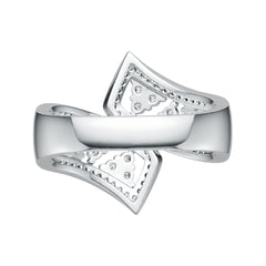Sterling Silver Bypass Ring with White Topaz or Moissanite DHJ