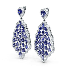 Sterling Silver Royal Blue Sapphire Earrings Pear PE 7X5mm