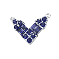 Sterling Silver Royal Blue Sapphire Pendant BG 4x2mm