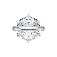 Sterling Silver Cluster Statement Ring with White Topaz or Moissanite DHJ