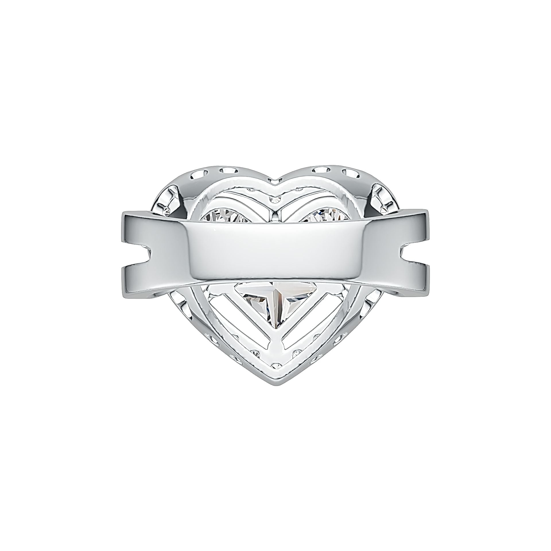 Sterling Silver Semi Mount Ring Setting Princess Square 6X6mm Heart Theme Syzjewelry