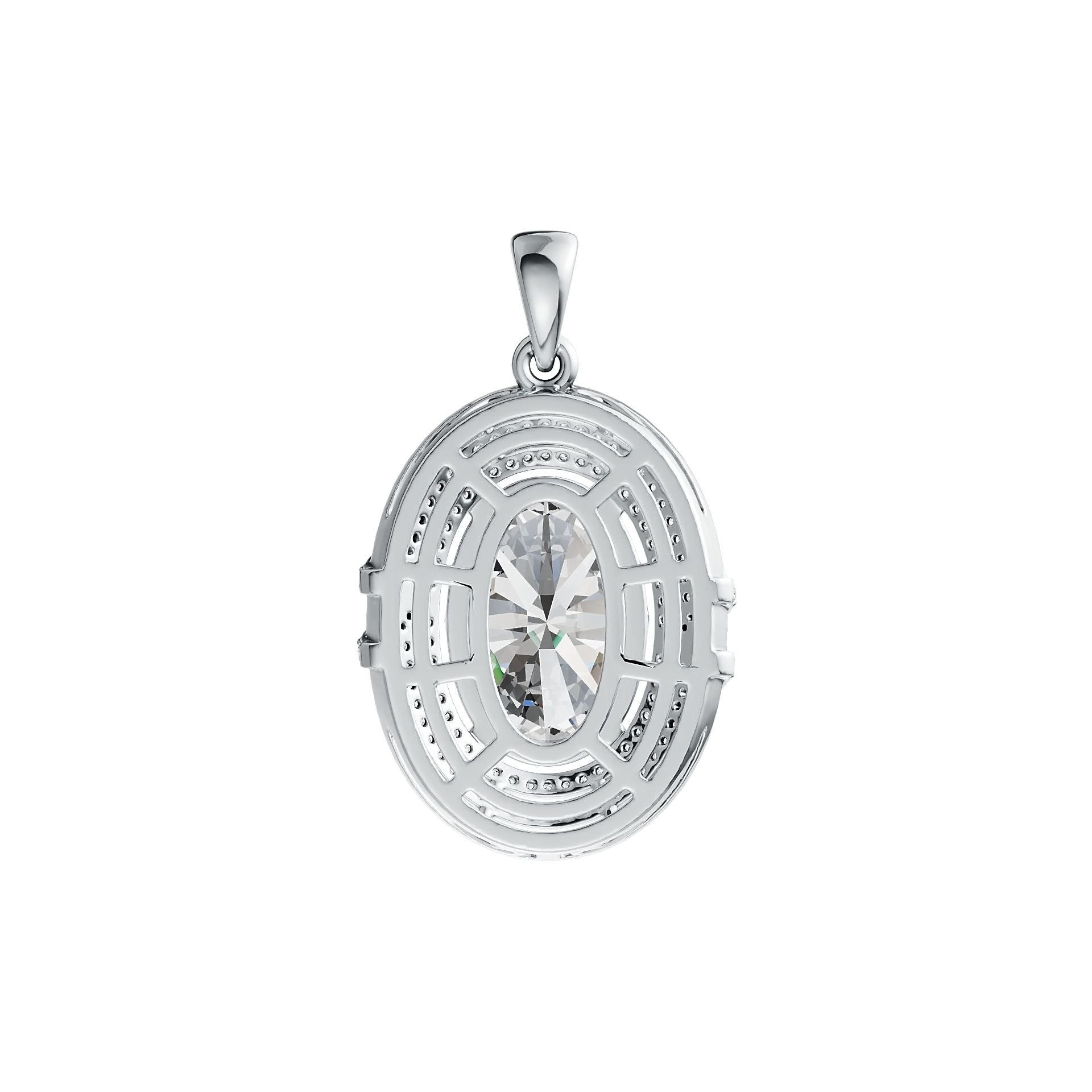 Sterling Silver Semi Mount Pendant Setting Oval OV 14X10mm Triple Halo DHJ