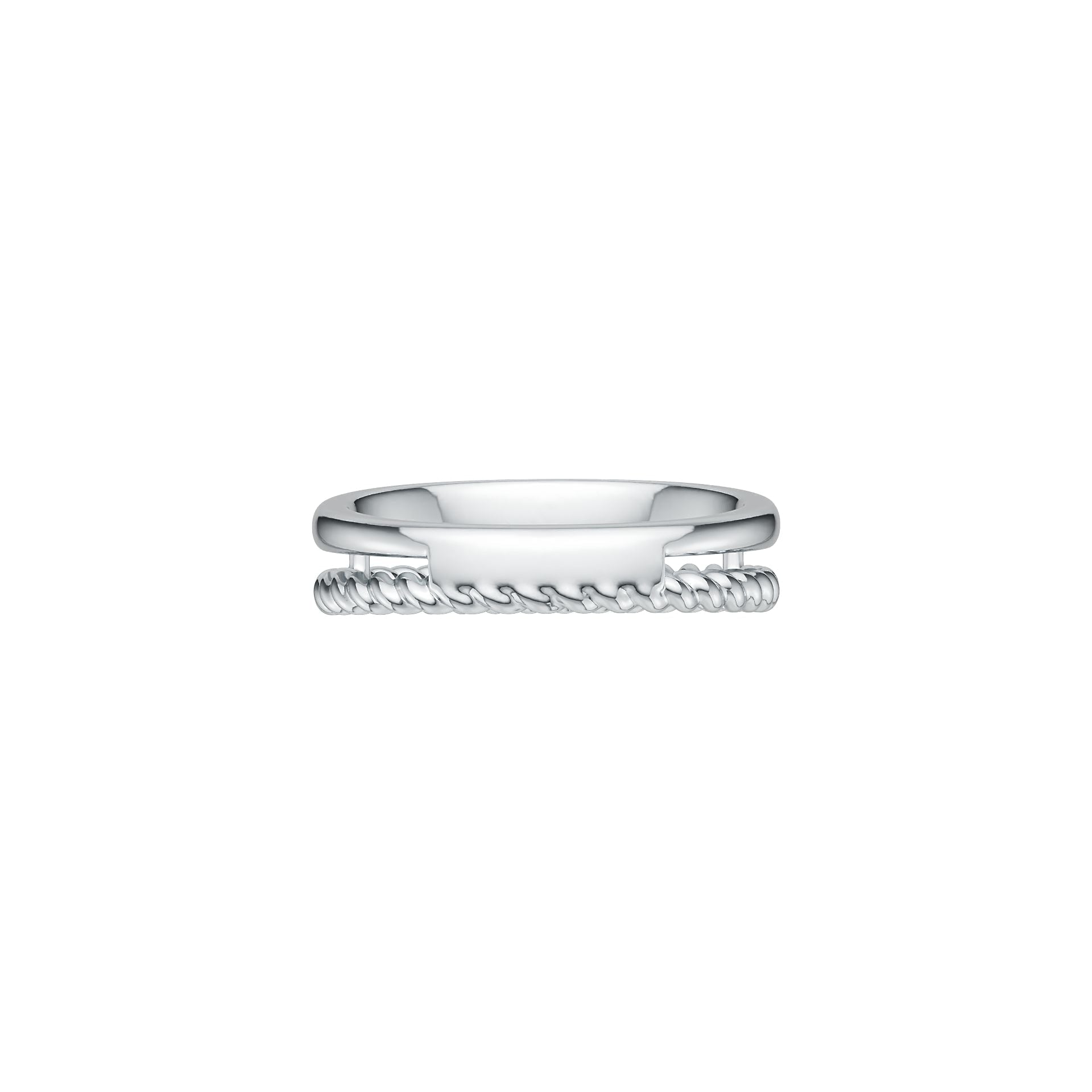 Sterling Silver Ring Double Band Twisted Rope Theme DHJ