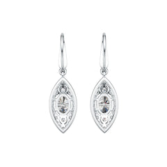 Sterling Silver Semi Mount Earrings Setting Oval OV 7X5mm with White Topaz DHJ