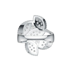 Sterling Silver Ring 5 Leaves Theme with White Topaz or Moissanite DHJ