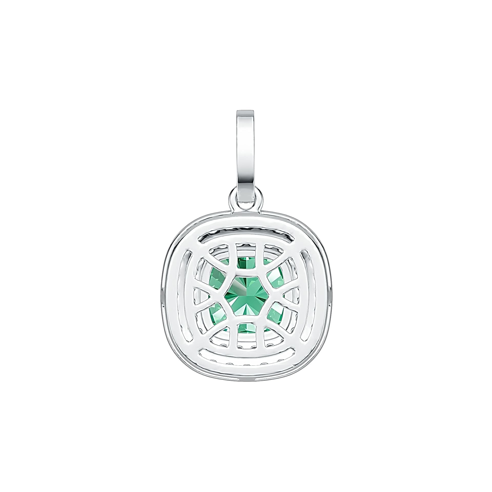 Sterling Silver Semi Mount Pendant Setting Cushion CU 8X8mm Double Halo Syzjewelry