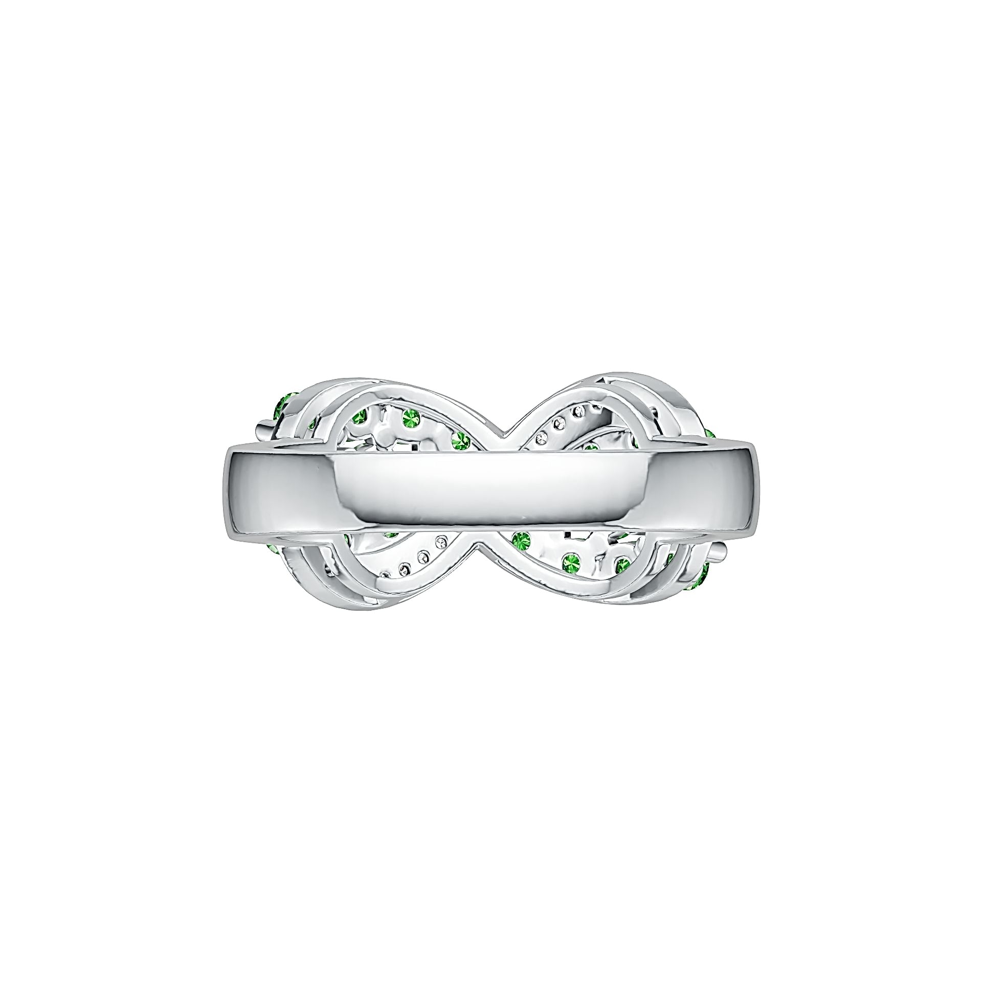 Sterling Silver Ring Infinity intertwining Love Theme with White Topaz or Moissanite DHJ