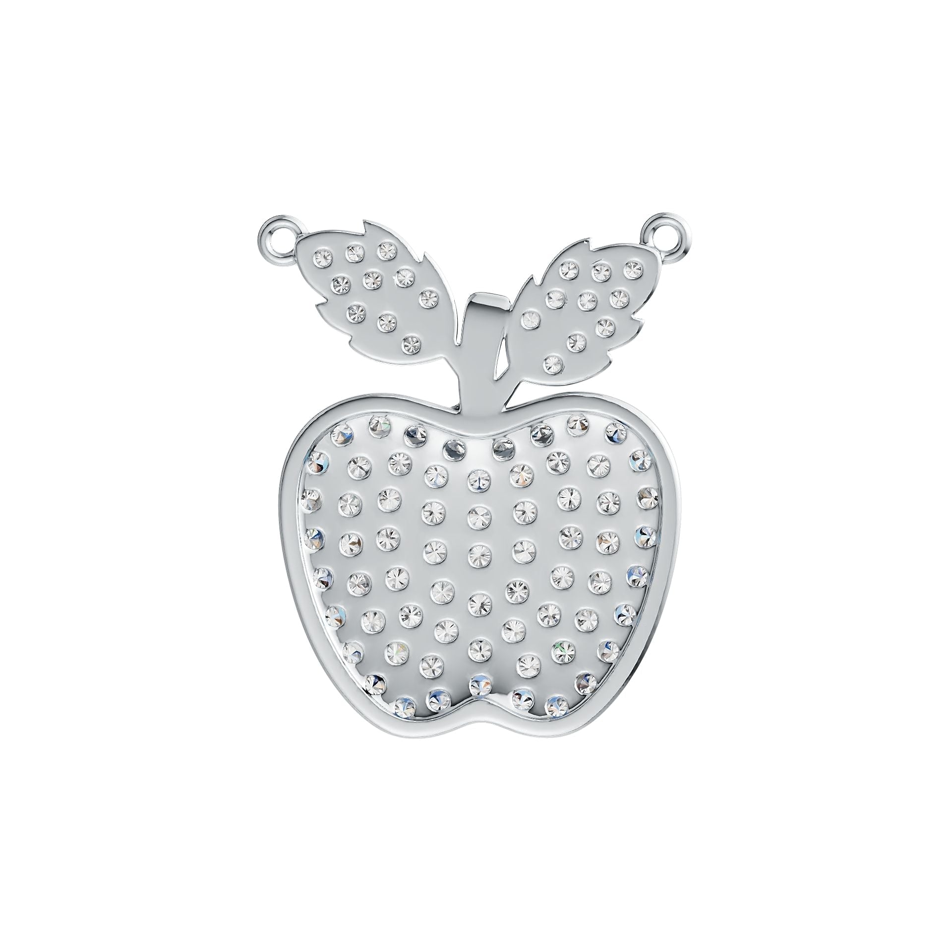 Sterling Silver Pendant with White Topaz or Moissanite Apple Theme DHJ