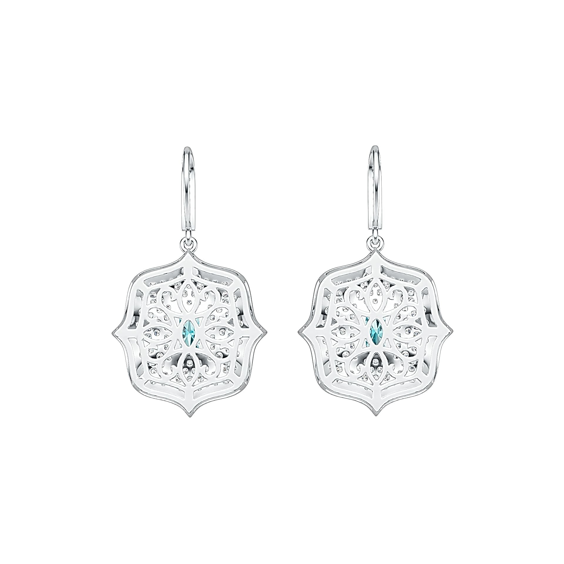 Sterling Silver Semi Mount Earrings Setting Emerald OCT 7X5mm with White Topaz DHJ
