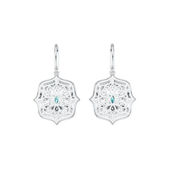 Sterling Silver Semi Mount Earrings Setting Emerald OCT 7X5mm with White Topaz DHJ