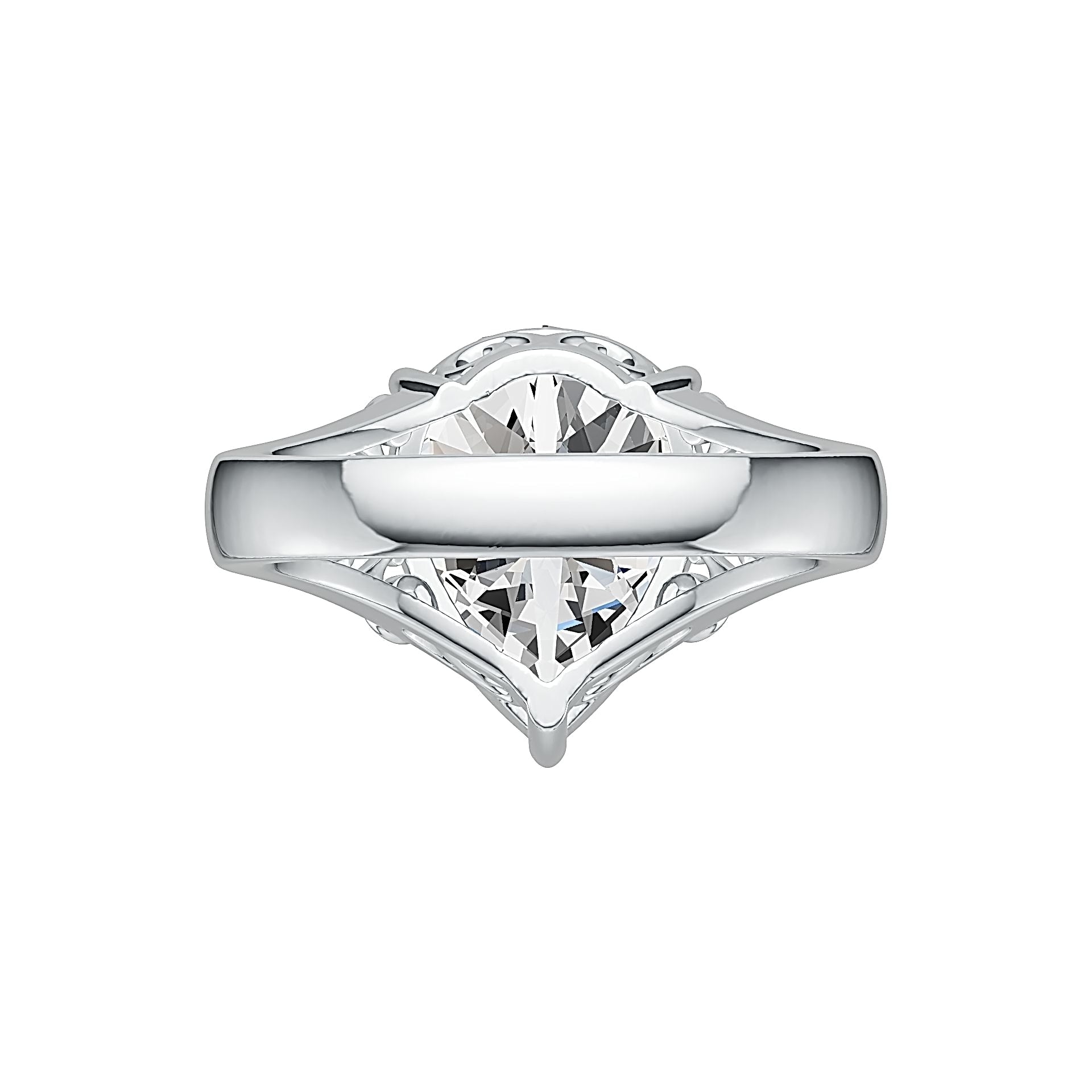 Sterling Silver Semi Mount Ring Setting Pear PE 16X12mm Filigree Band - Syzjewelry