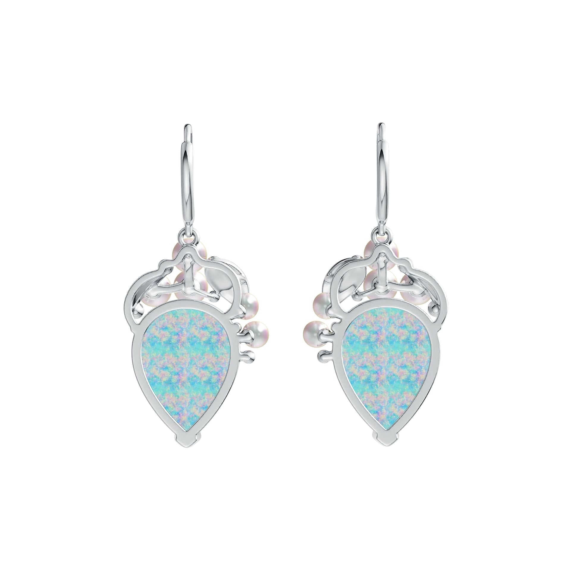 Sterling Silver Semi Mount Earrings Setting Pear PE 17x13mm Cabochon DHJ