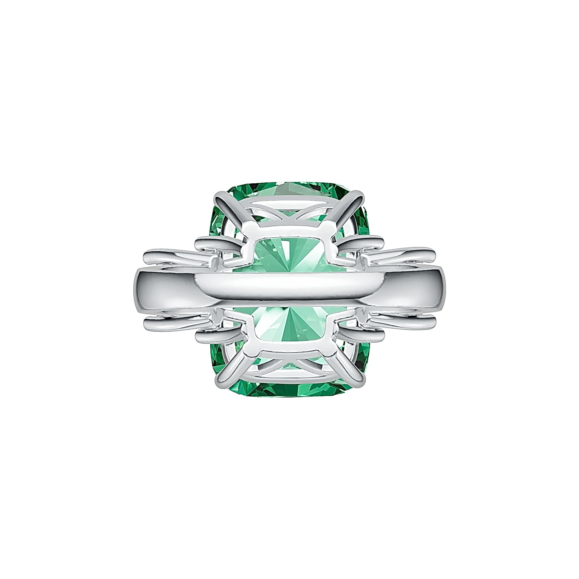Sterling Silver Semi Mount Ring Setting Cushion CU 16X12mm Baguette 6X5mm - Syzjewelry