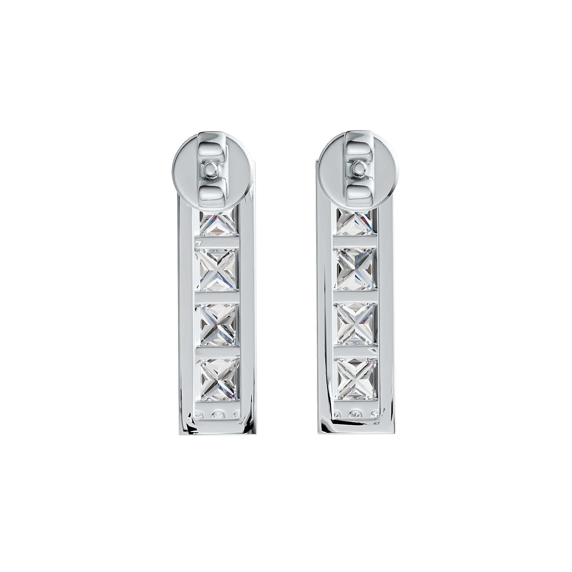 Sterling Silver Semi Mount Earrings Setting SQ Princess 3x3mm Syzjewelry
