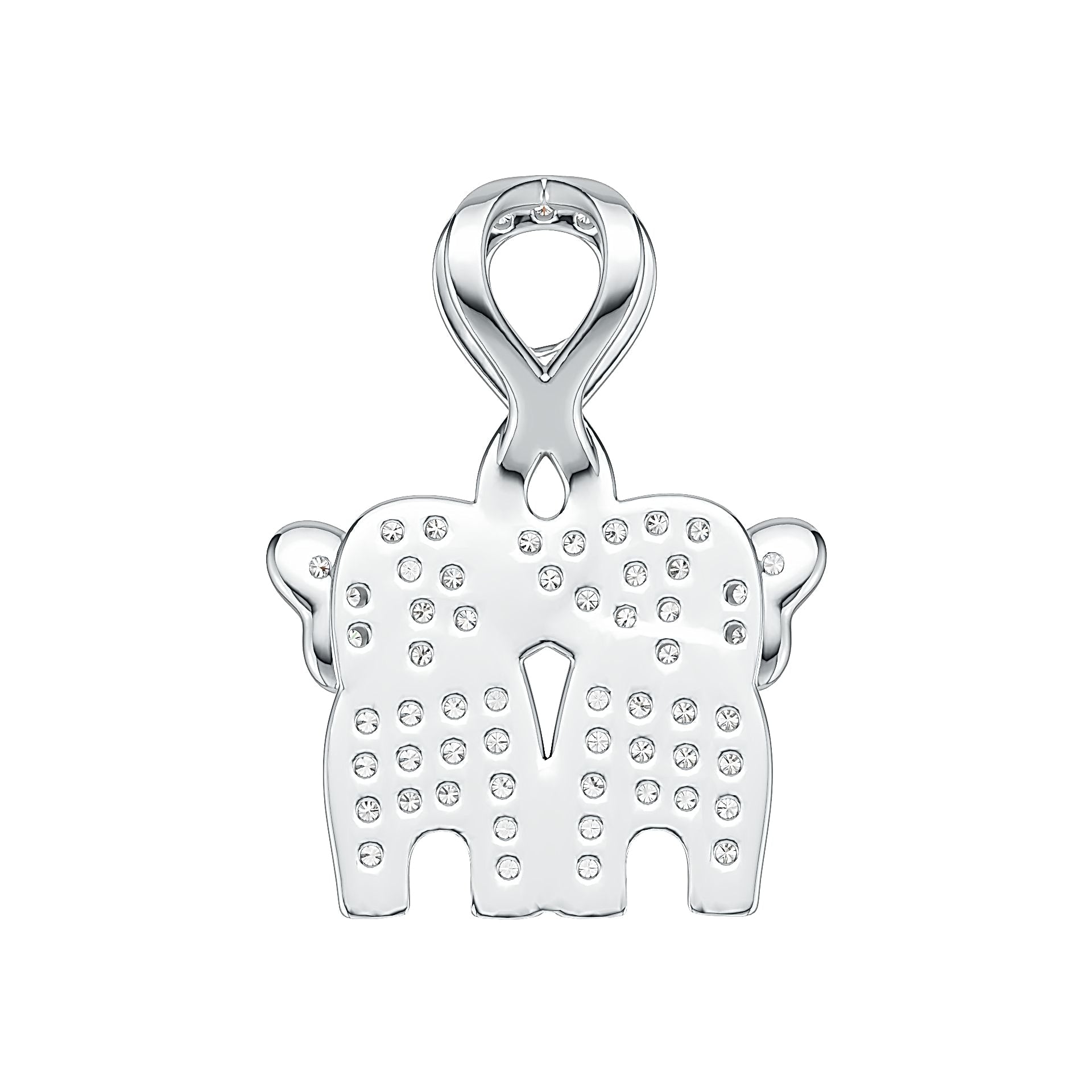 Sterling Silver Pendant Elephant Theme with White Topaz or Moissanite - Syzjewelry