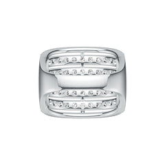 Sterling Silver Multi-Row Cocktail Ring with White Topaz or Moissanite DHJ
