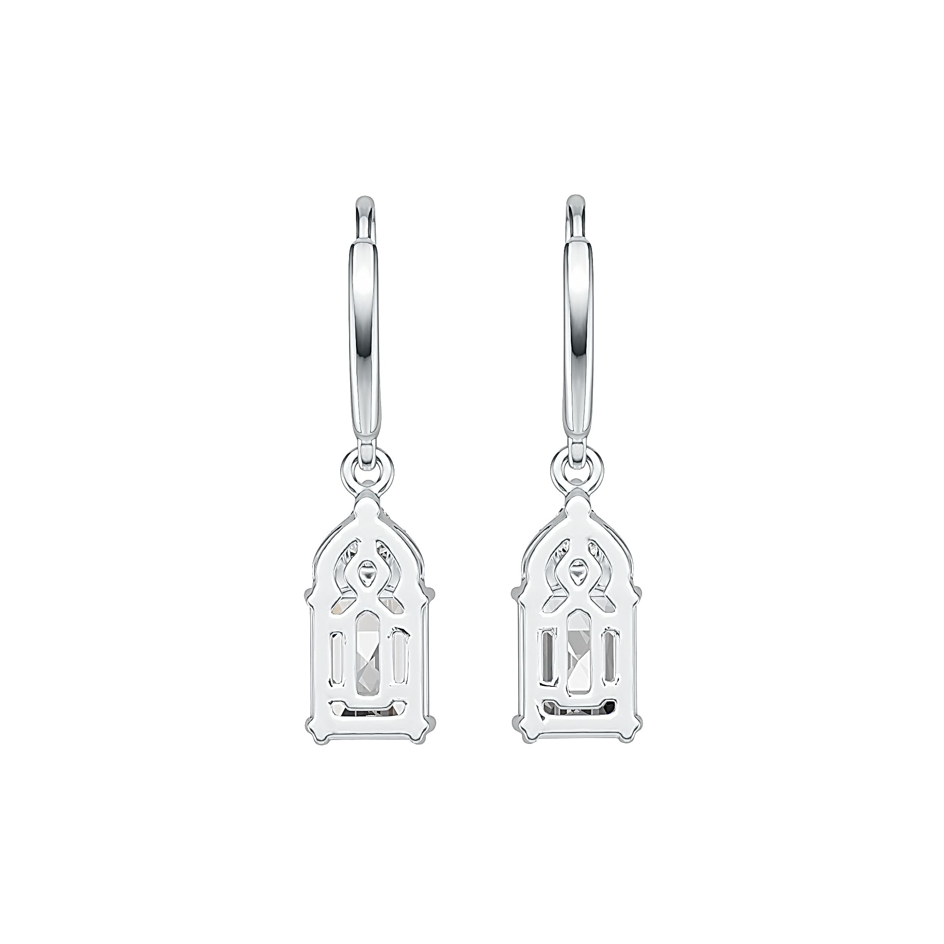 Sterling Silver Semi Mount Earrings Setting Emerald OCT 8X6mm PE 4X4mm DHJ