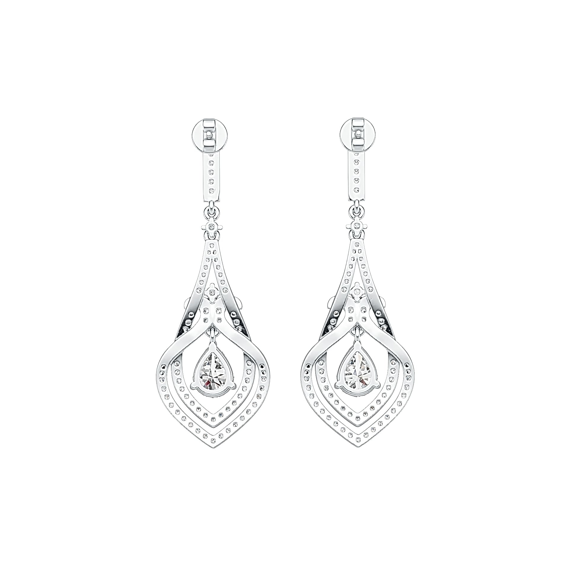 Sterling Silver Semi Mount Earrings Setting Pear PE 8x6mm with White Topaz - Syzjewelry