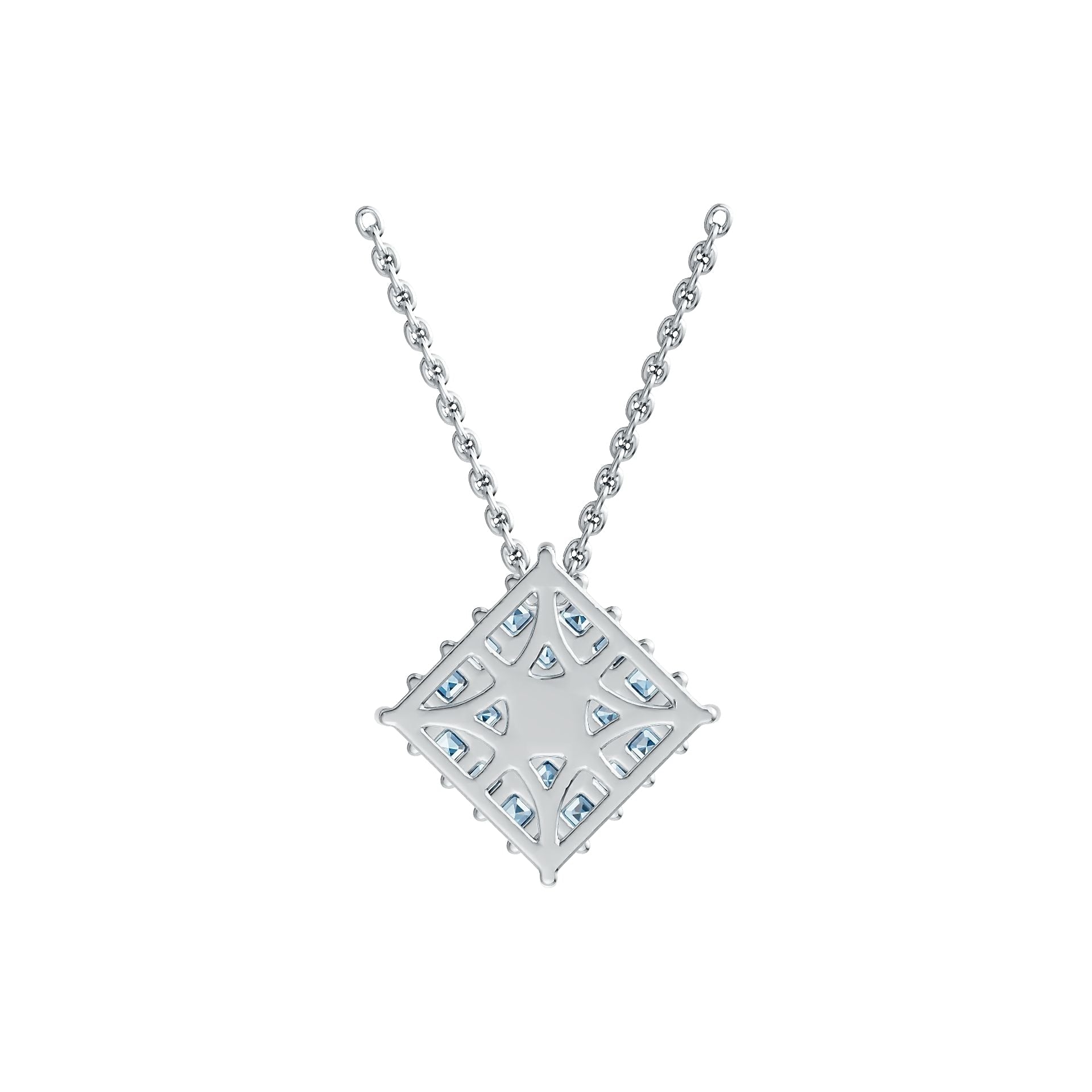10K Gold Diamond-Shaped Cluster Pendant with White Topaz or Moissanite Syzjewelry
