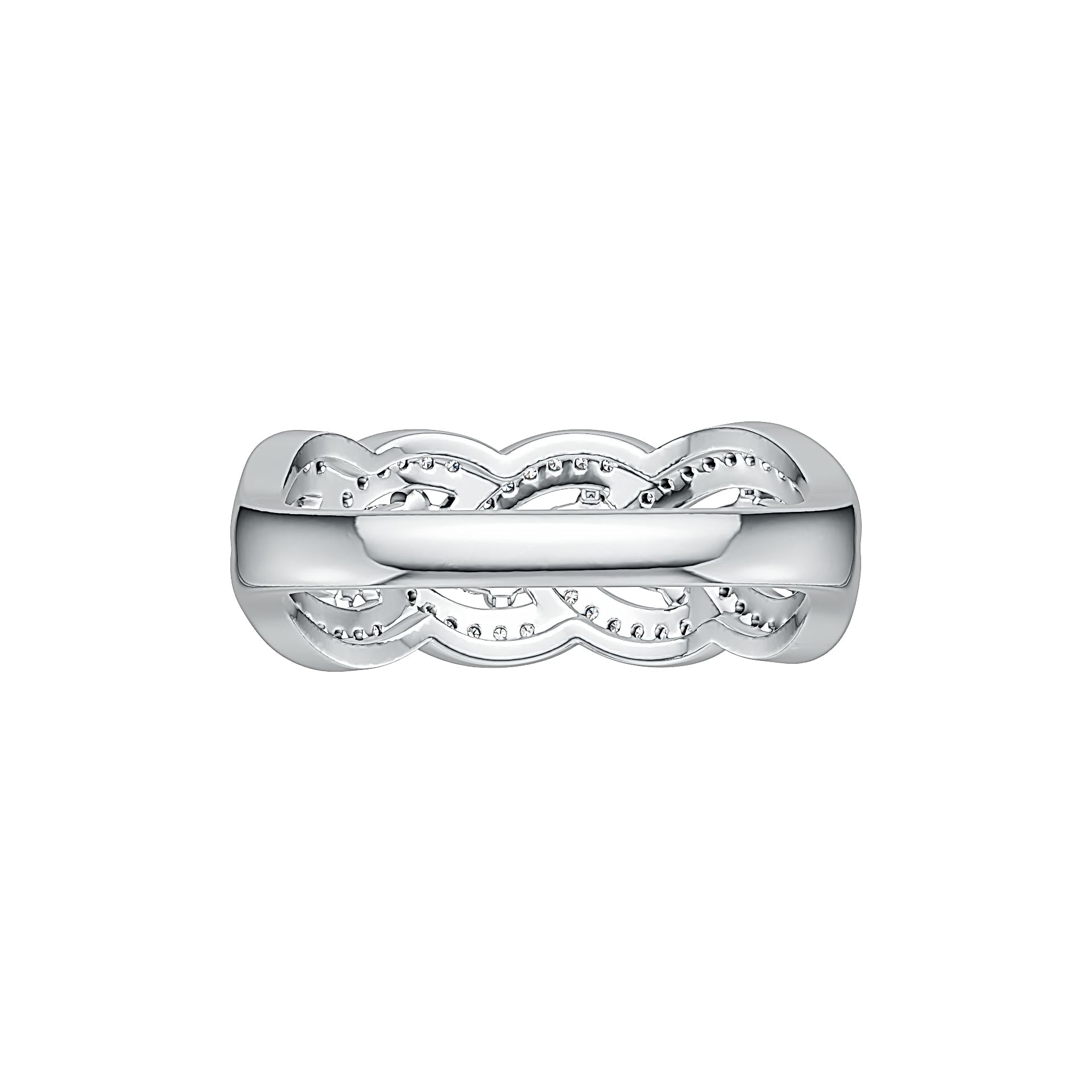 Sterling Silver Ring Braided Stackable Theme in White Topaz or Moissanite DHJ