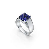 Men's Sterling Silver Moissanite Ring Princess SQ 7X7mm