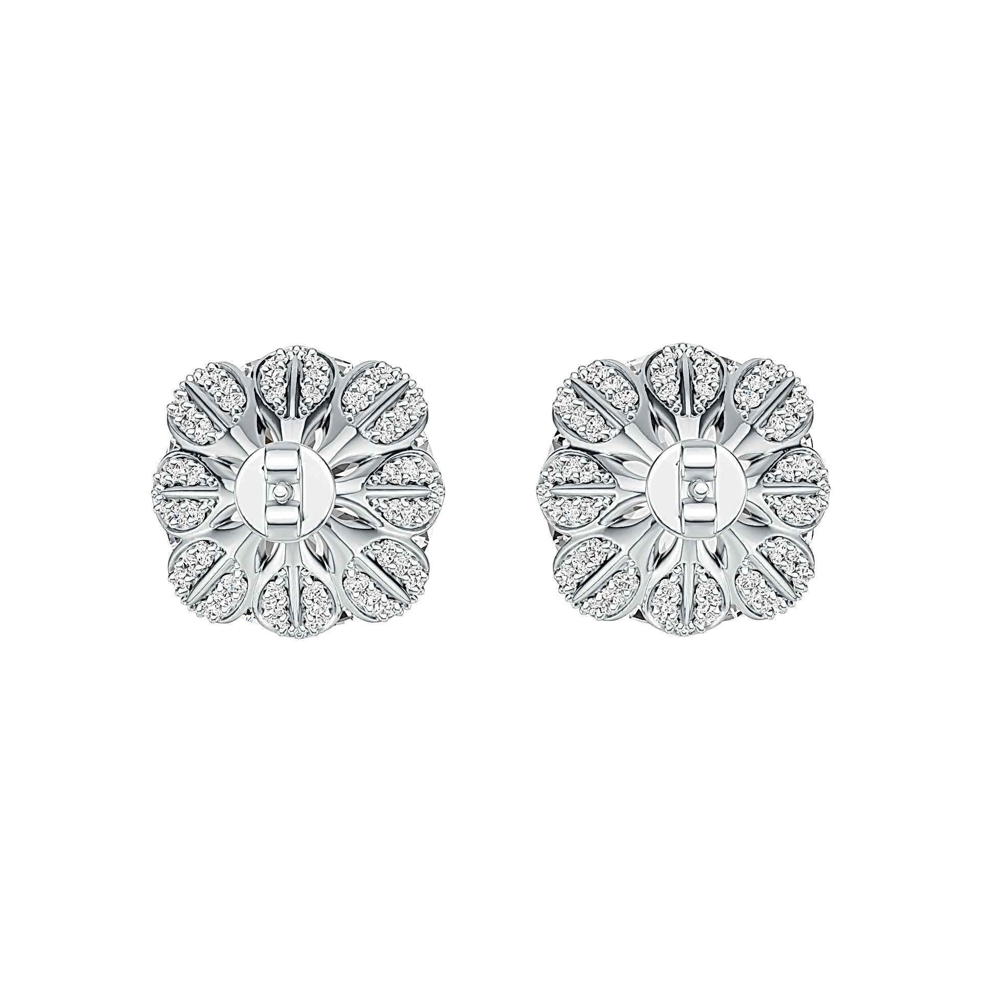 Sterling Silver Semi Mount Earrings Setting Round RD 15x5mm Hidden Halo DHJ