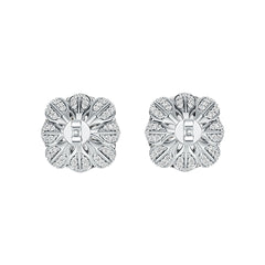 Sterling Silver Semi Mount Earrings Setting Round RD 15x5mm Hidden Halo DHJ