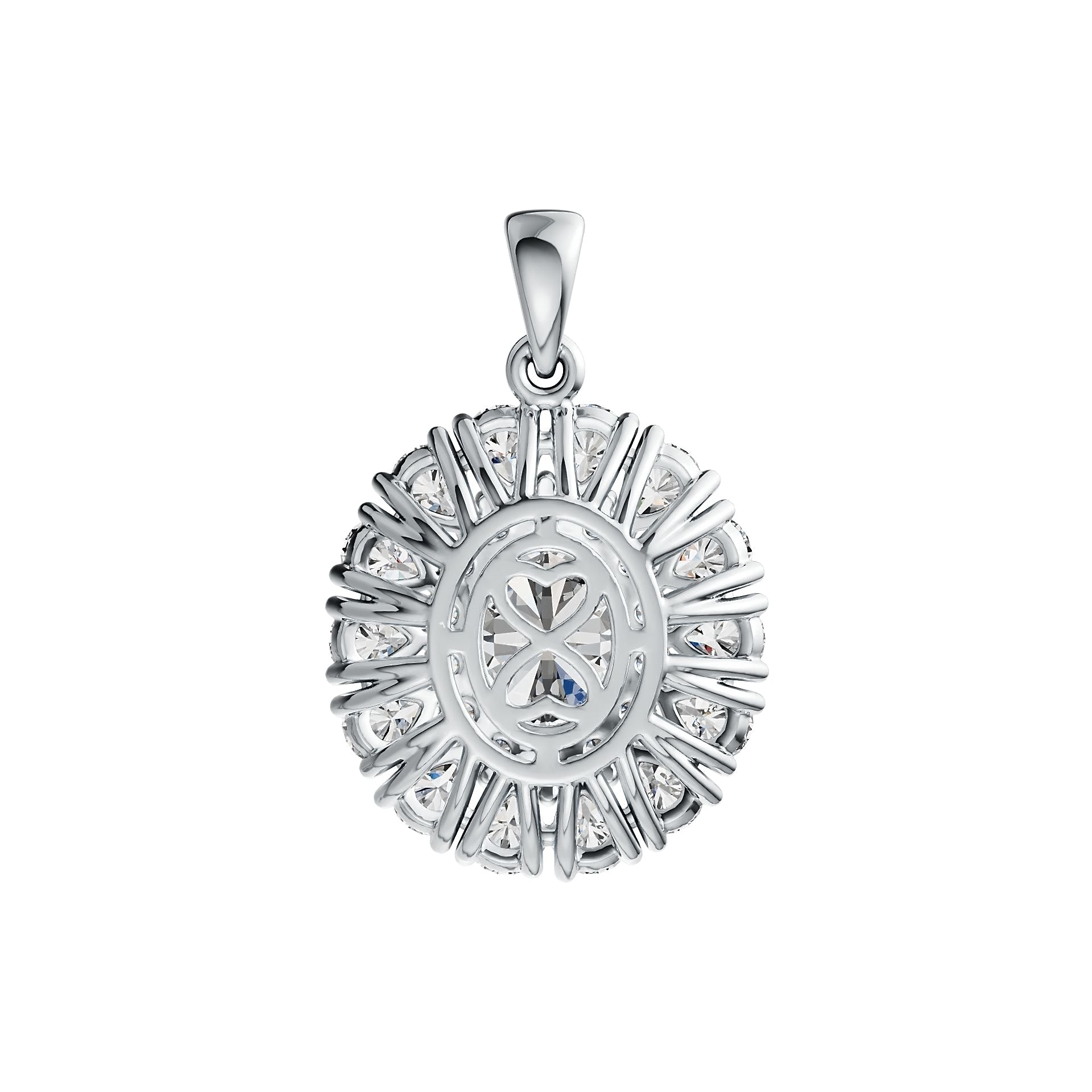 Sterling Silver Semi Mount Pendant Setting Oval OV 9X7mm PE 4x3mm Double Halo DHJ