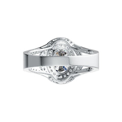 Sterling Silver Moissanite Ring Oval OV 9x7mm Crisscross Shank