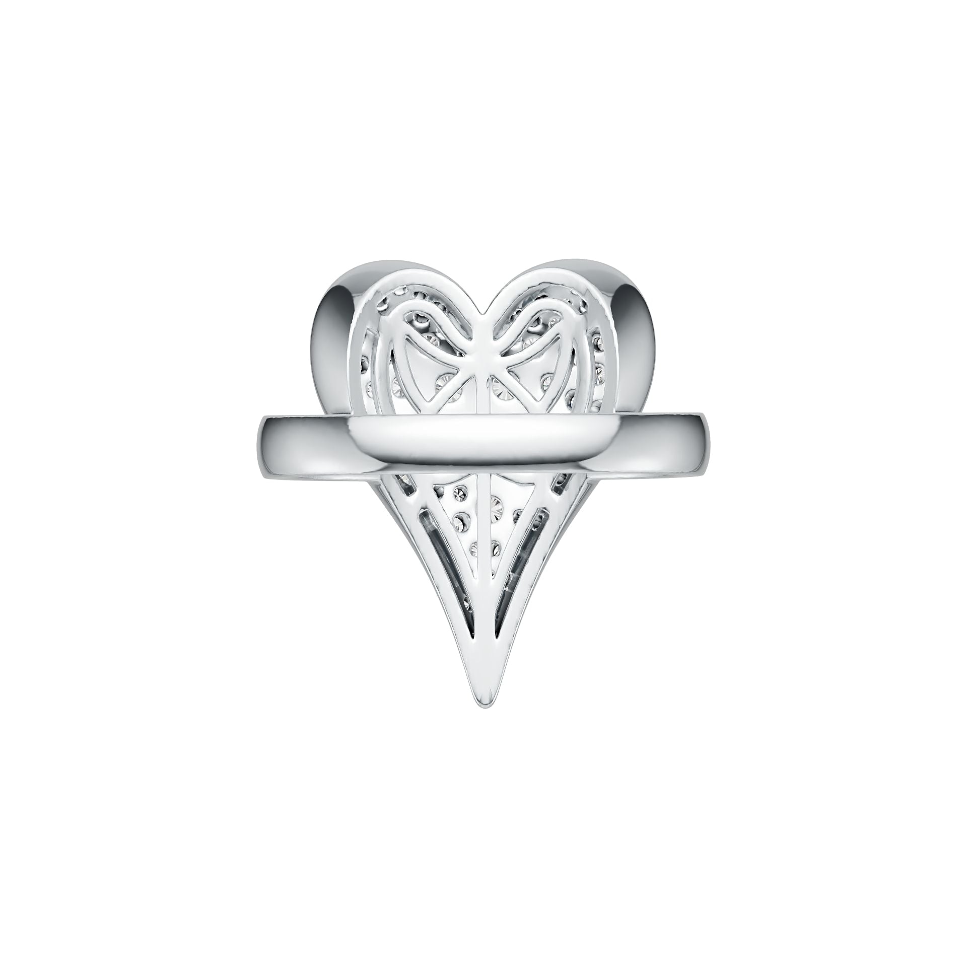 Sterling Silver Ring with White Topaz or Moissanite Heart Theme DHJ