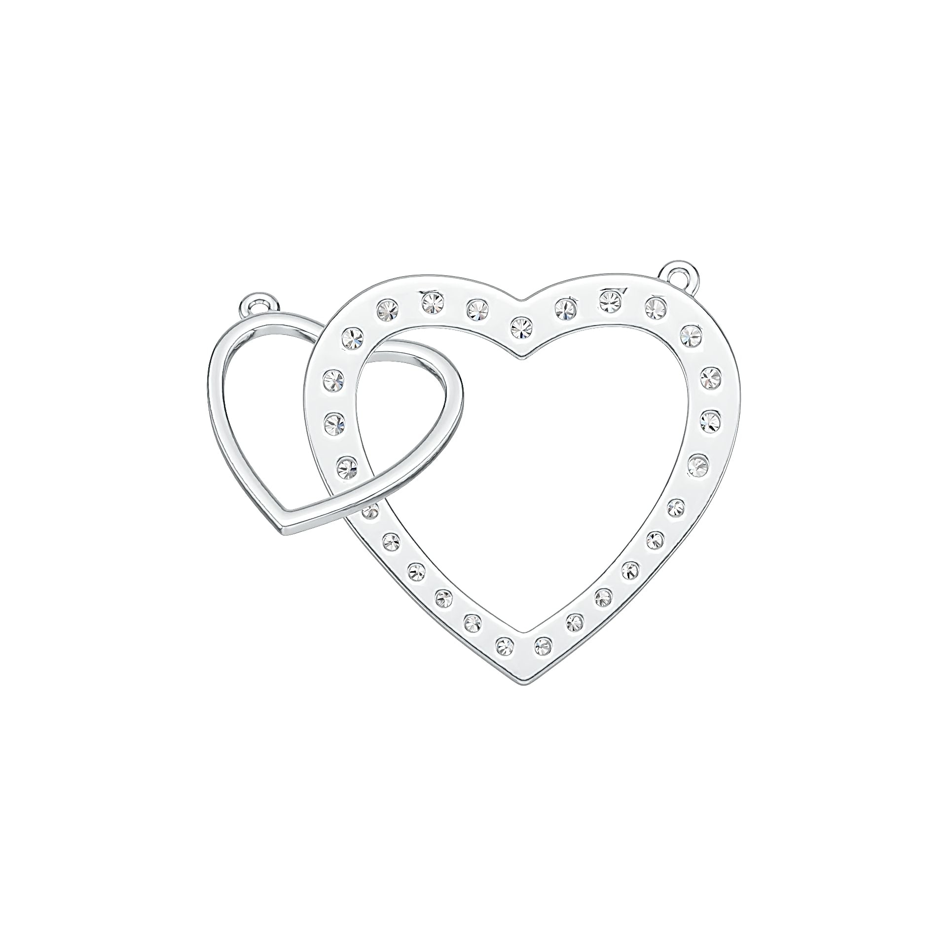 Sterling Silver Pendant Double Heart with White Topaz or Moissanite DHJ