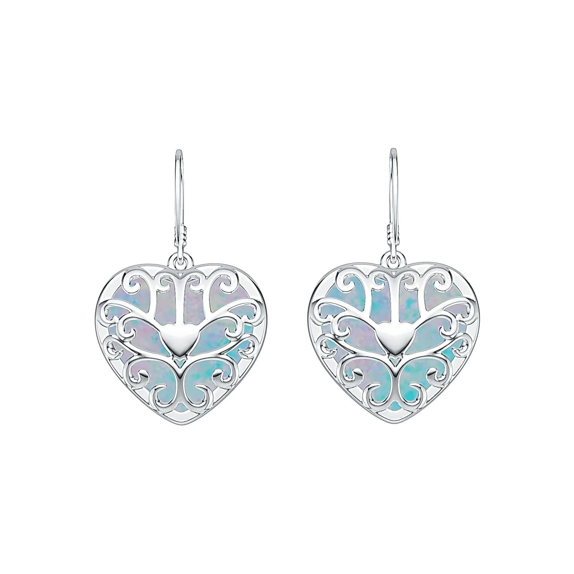 Sterling Silver Semi Mount Earrings Setting Heart HT 20X18mm Cabochon - Syzjewelry