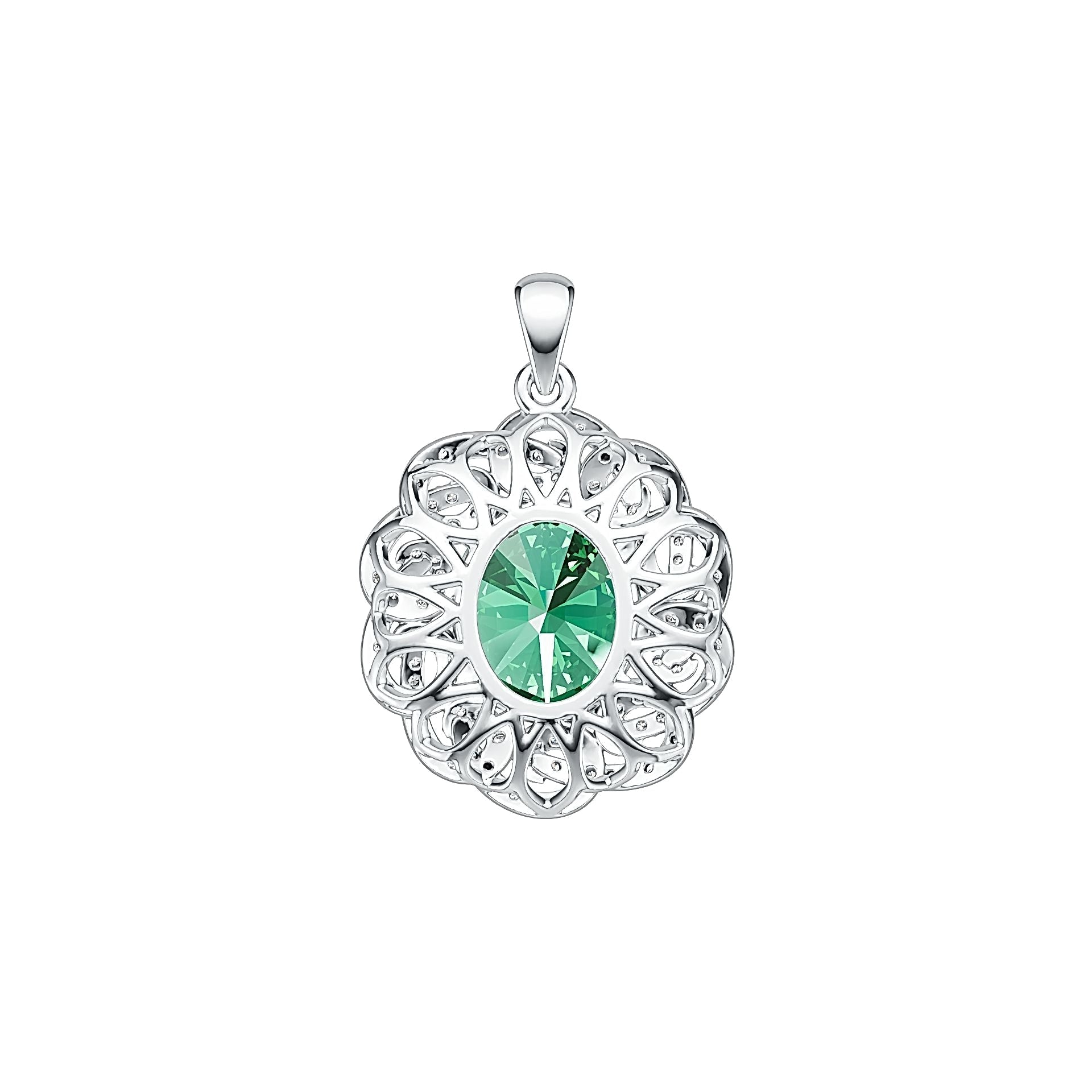 Sterling Silver Semi Mount Pendant Setting Oval OV 12X10mm DHJ